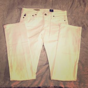 AG white slim boot cut jeans The Ballad